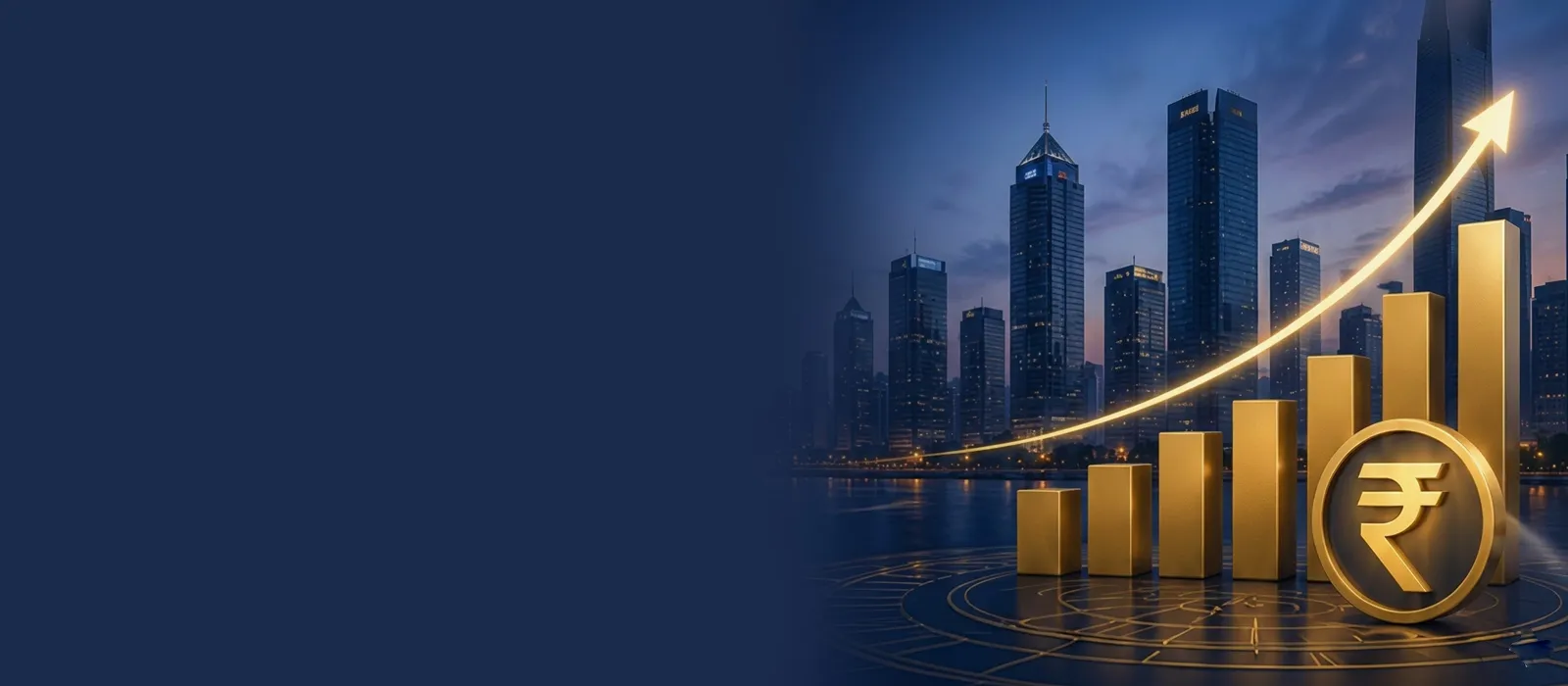 City skyline of commercial towers representing property and real estate decisions